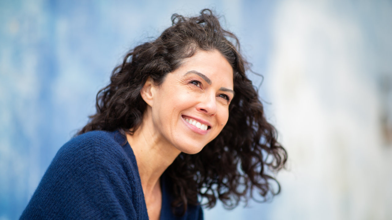 Female orthodontic patient smiling